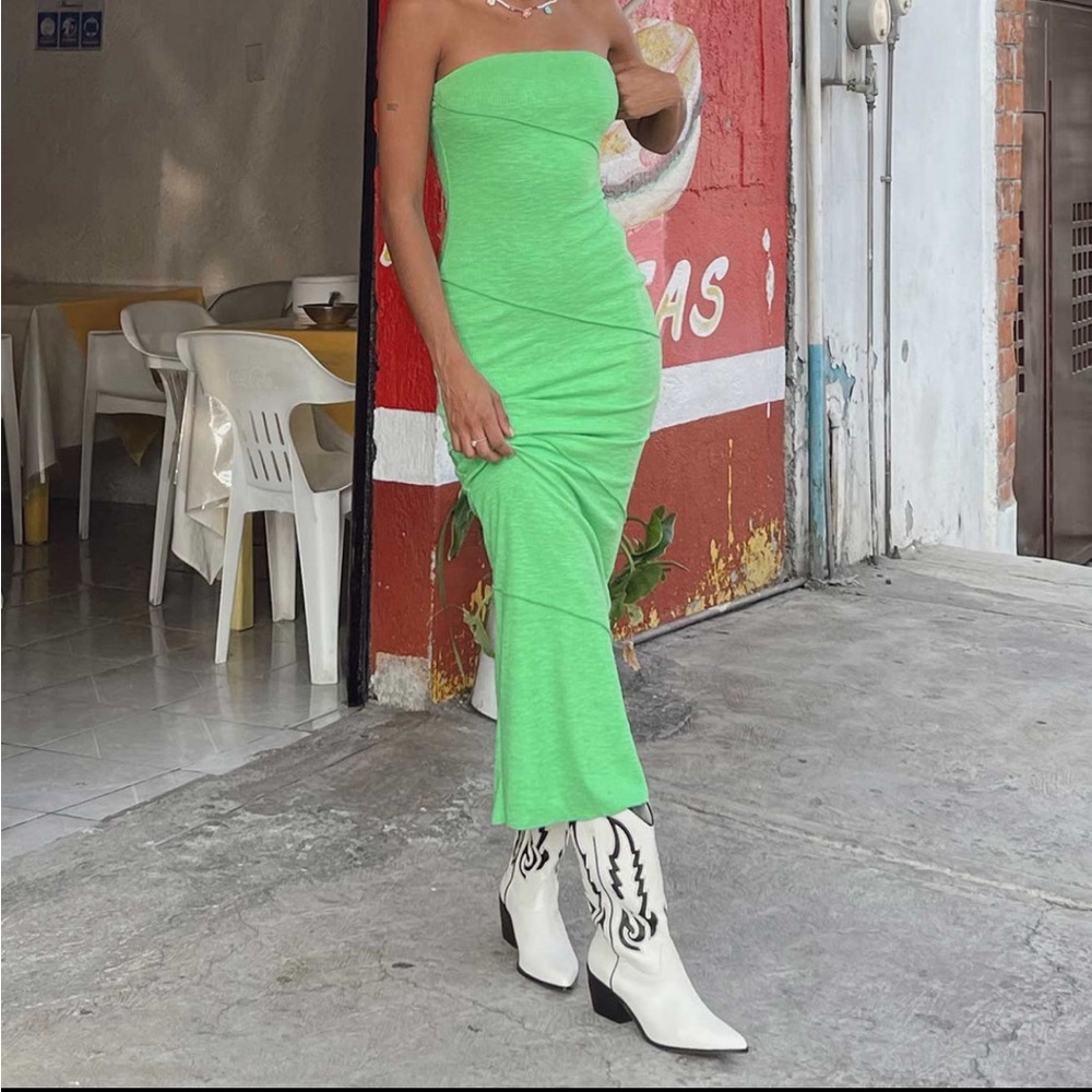 Princess Polly Strapless Midi Dress - Green